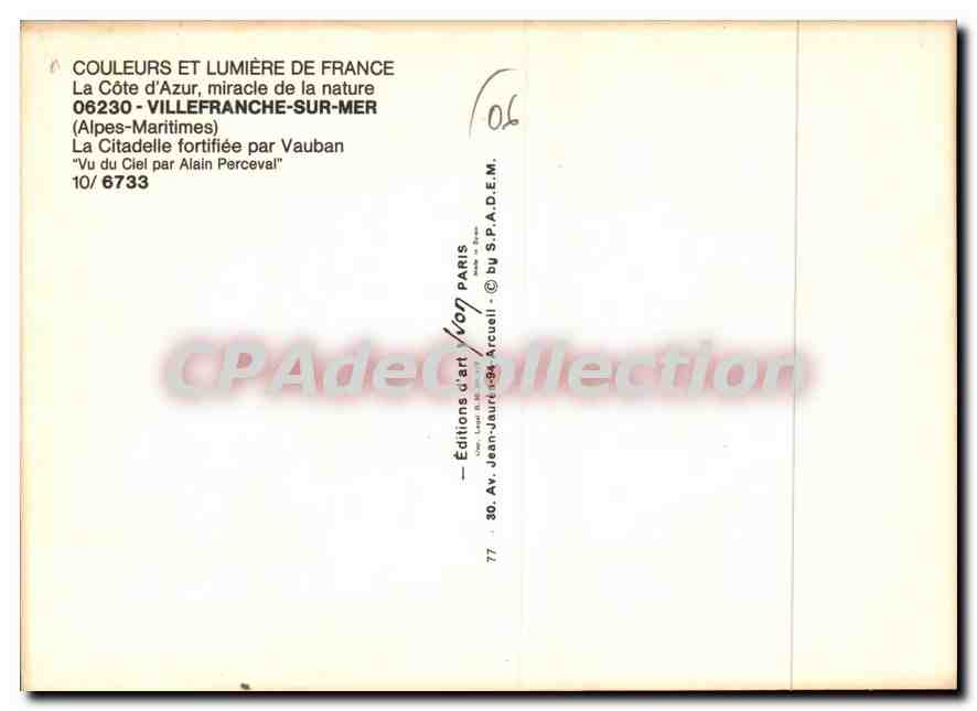 Villefranche-sur-Mer — La Citadelle fortifiée par Vauban — Éditions d'art Acuelli — Reverso