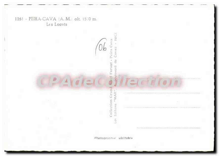 CPSM Peira Cava (A M) alt 1500 m Les Lacets — Verso