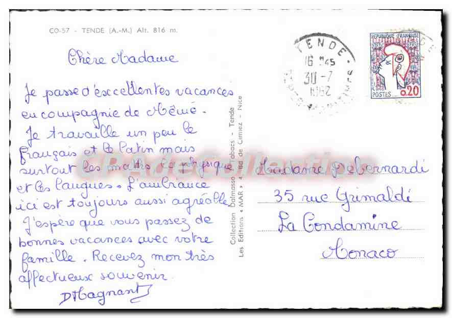 CPSM Tende (A M) Alt 816 m — Verso