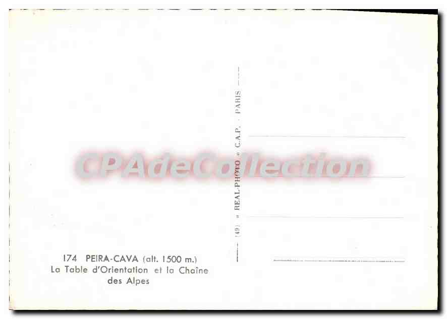 CPSM Peira Cava (alt 1500 m) La Table d'Orientastion et la Chaine des Alpes — Verso