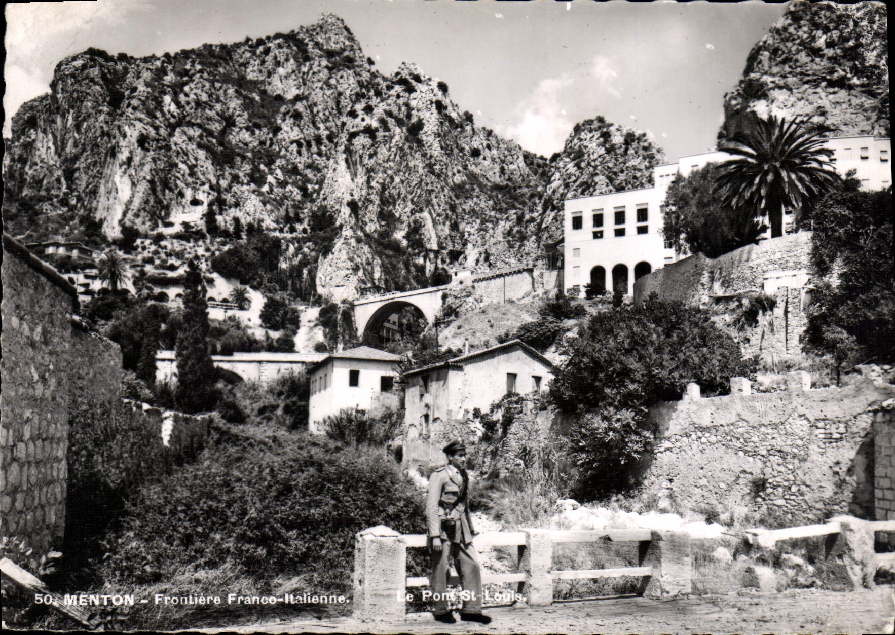 Menton - Frontière Franco-Italienne — Le Pont St-Louis — Éd. S.T.E.A. (Lambert) n°50