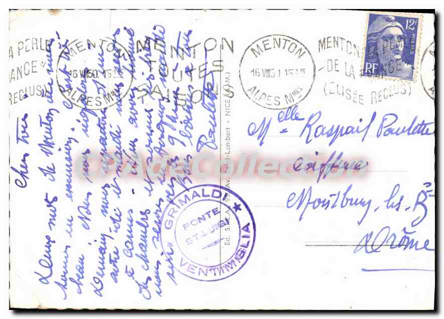 Menton - Frontière Franco-Italienne — Le Pont St-Louis — Éd. S.T.E.A. (Lambert) n°50 — Reverso