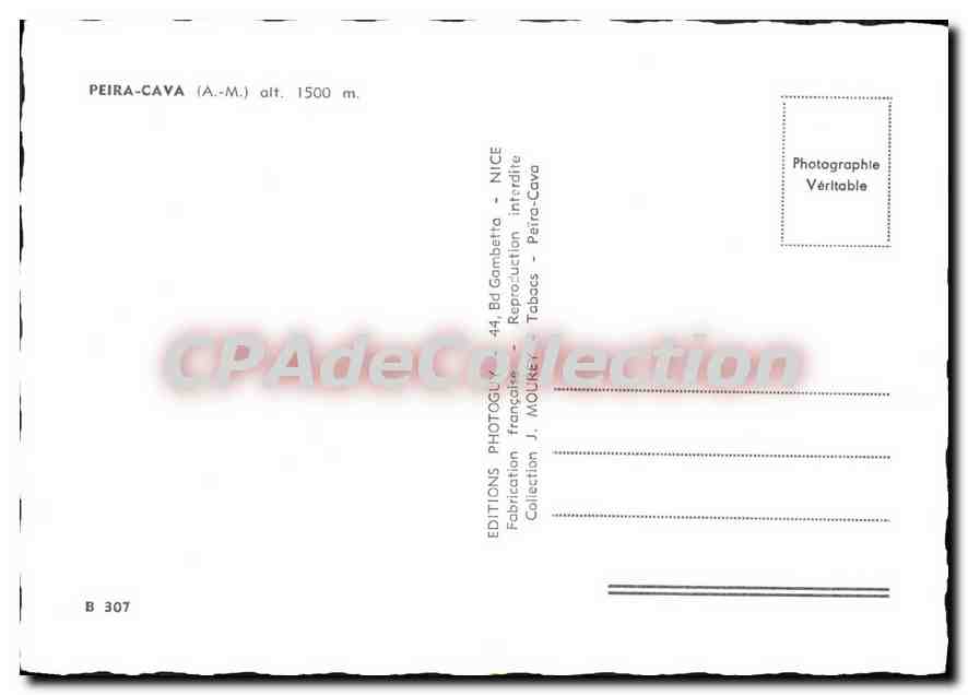 CPSM Peira Cava (A M) alt 1500 m — Verso
