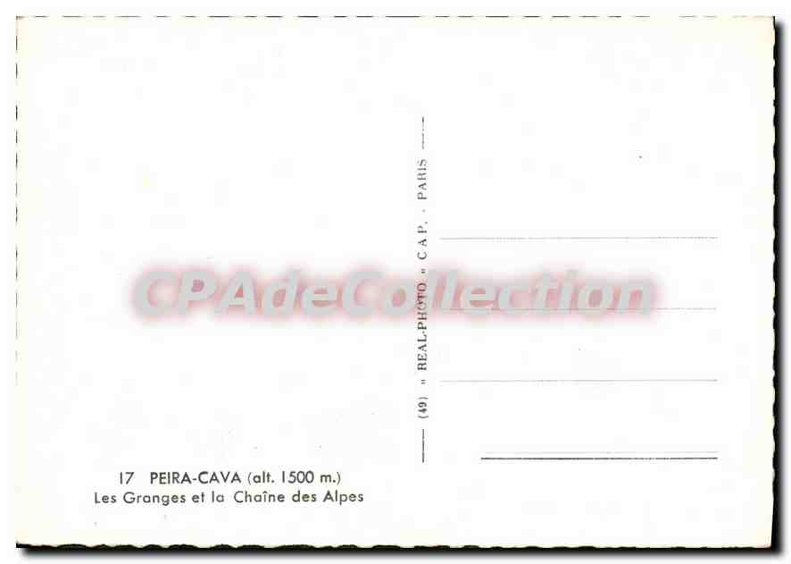CPSM Peira Cava (alt 1500 m) Les Granges et la Chaine des Alpes — Verso