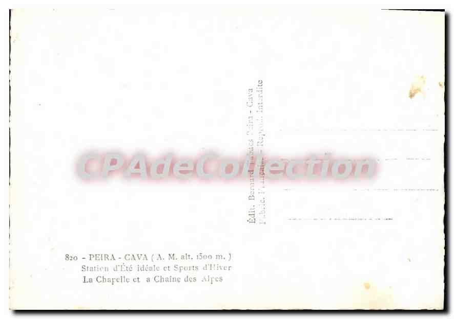 CPSM Peira Cava (A Malt 1500 m) Station d'Ete ideale et Sports d'Hiver La Chapelle et a Chaine des A — Verso