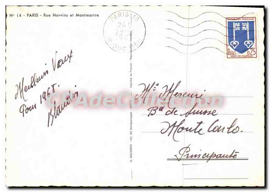 Paris - Rue Norvins et Montmartre — vue de la basilique du Sacré-Cœur — édition G. Navarro, n°14 — Reverso