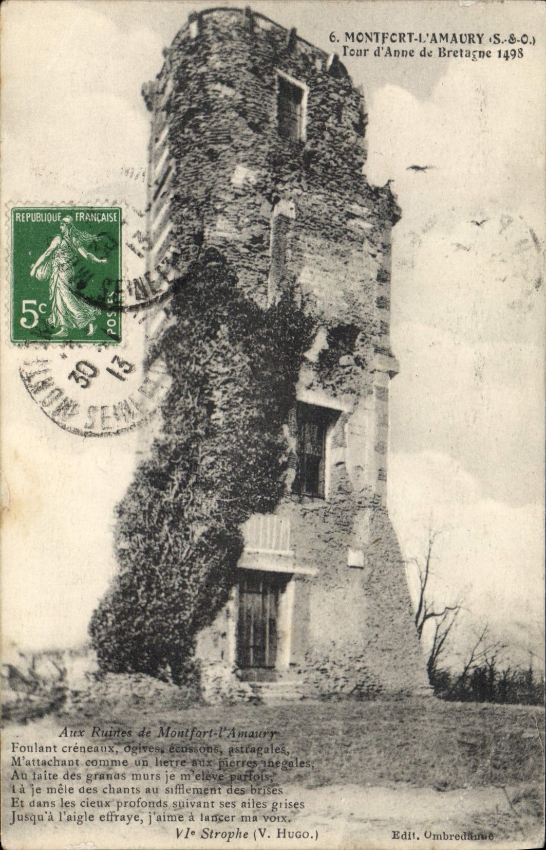 Ruinen von Montfort-l'Amaury — Turm von Anne von Bretagne 1498 — Verlag Ombredanne
