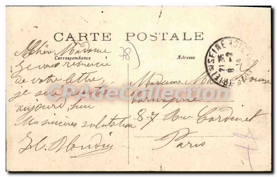 CPA Triel Crue de la Seine Janvier 1910 Le Port — Back