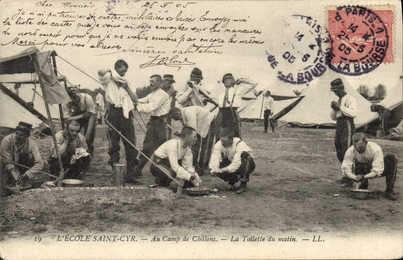 L'ÉCOLE SAINT-CYR — Au Camp de Châlons — La Toilette du matin — LL.