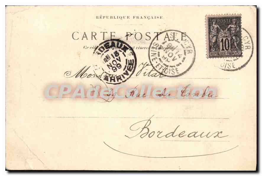 Saint-Cyr - L'École vue du Chemin de fer — éditeur inconnu, n° de série non visible — Verso