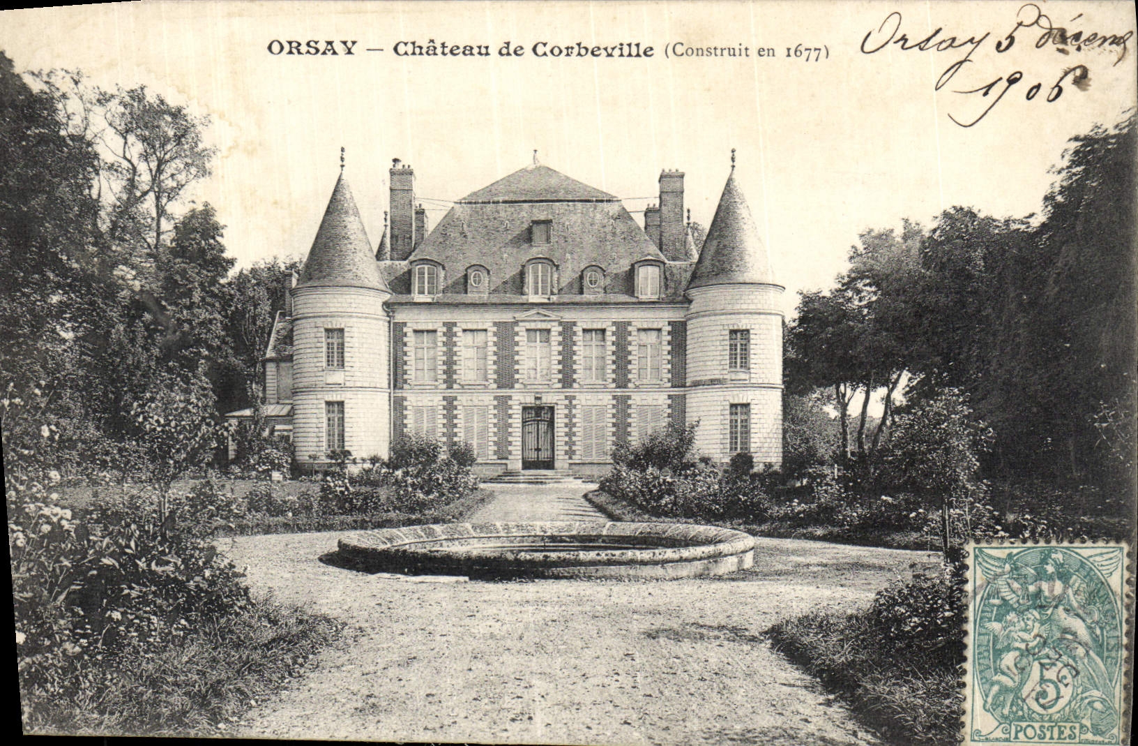 CPA Orsay Chateau de Corbeville(construit en 1677) 5 decembre 1906