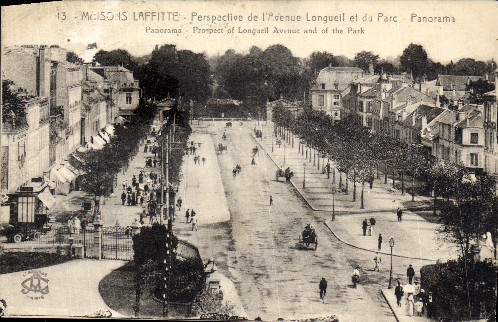 MAISONS LAFFITTE - Perspective de l'Avenue Longueil et du Parc - Panorama