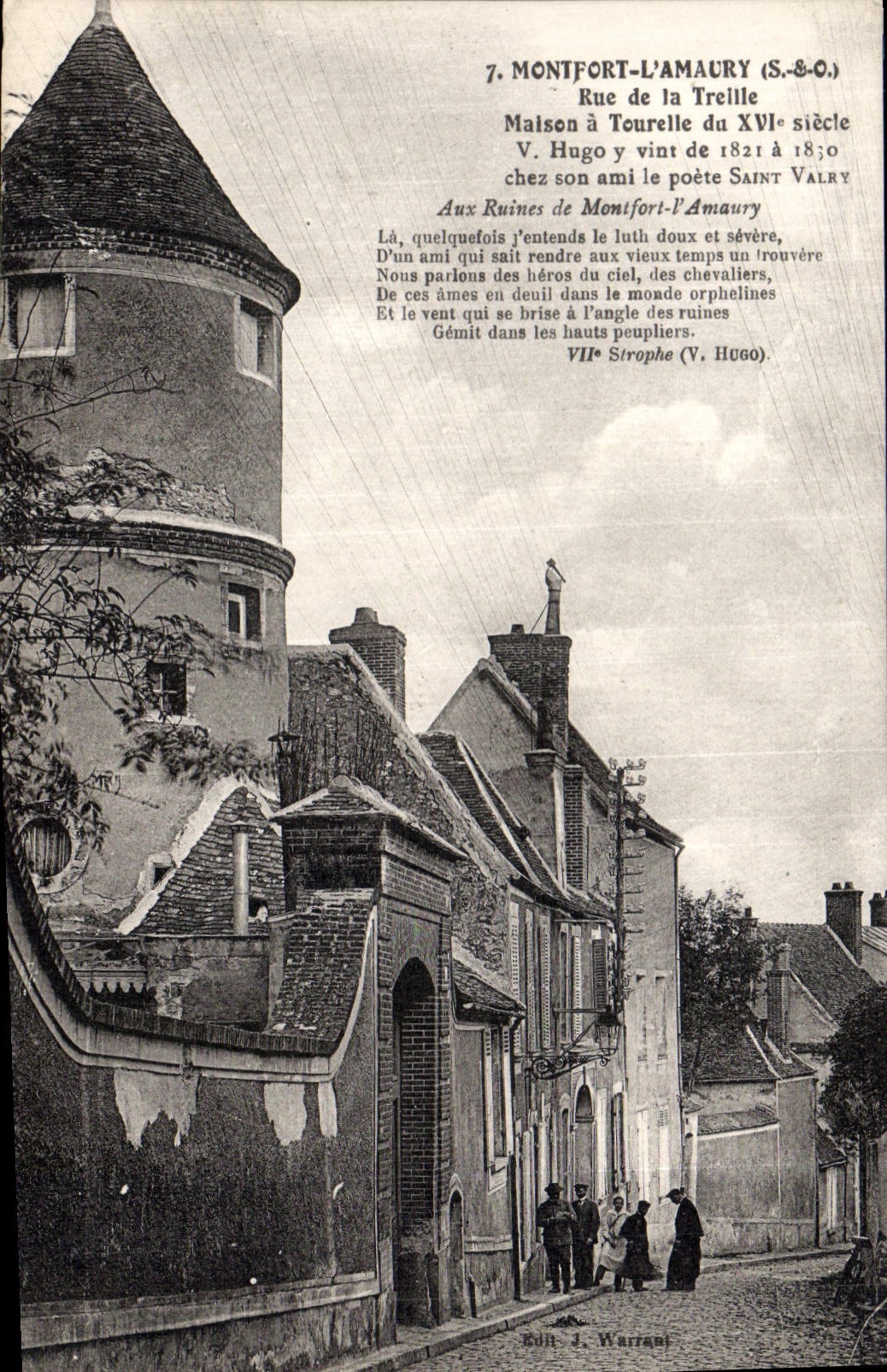 Montfort-l'Amaury — Rue de la Treille, casa del XVI secolo dove visse V. Hugo — J. Warrant