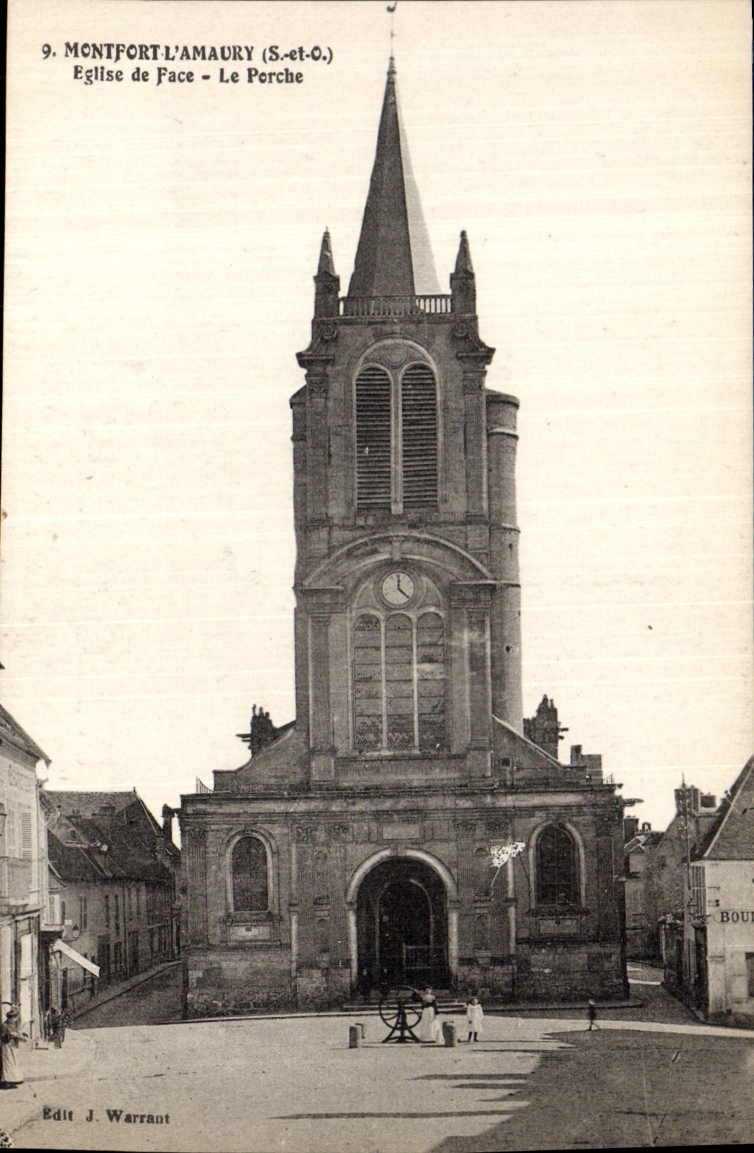Montfort-l'Amaury (S.-et-O.) — Iglesia de Face - El Pórtico — Edit. J. Warrant