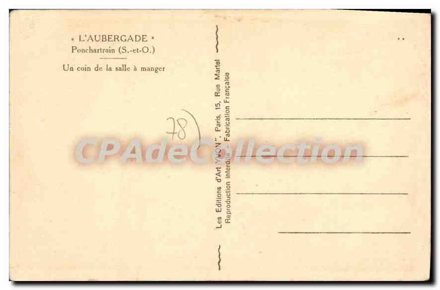 CPA Ponchartrain (S et O ) L'Aubercade Un coin de la Salle a manger — Back