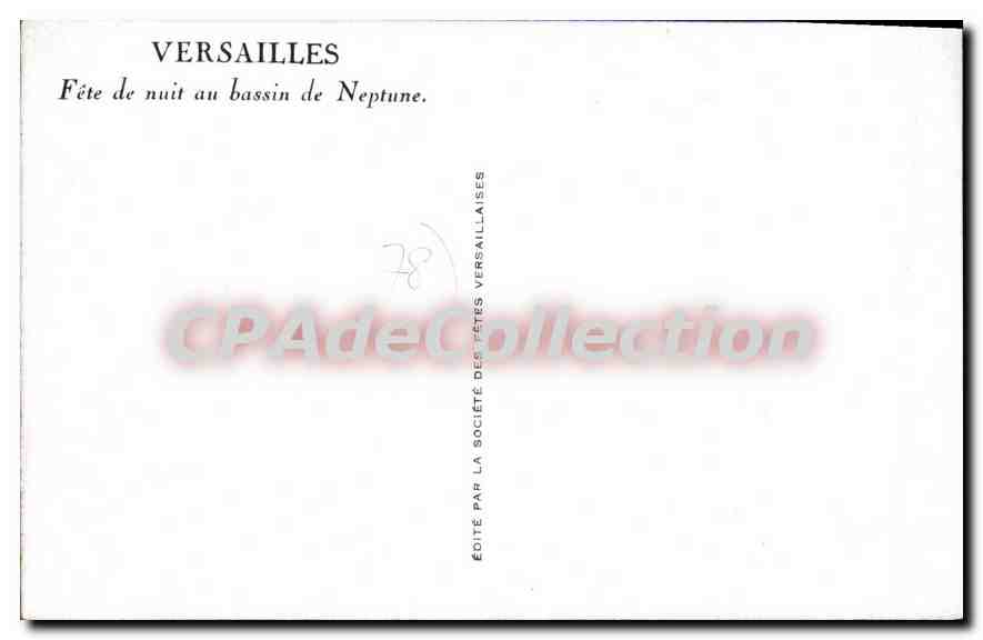Versailles — Fête de nuit au bassin de Neptune — Éditée par la Société des Fêtes Versaillaises — Verso
