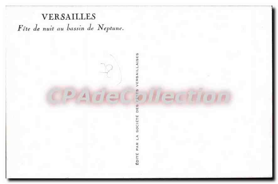 Versailles — Fête de nuit au bassin de Neptune — Éditée par la Société des Versaillaises — Achterkant