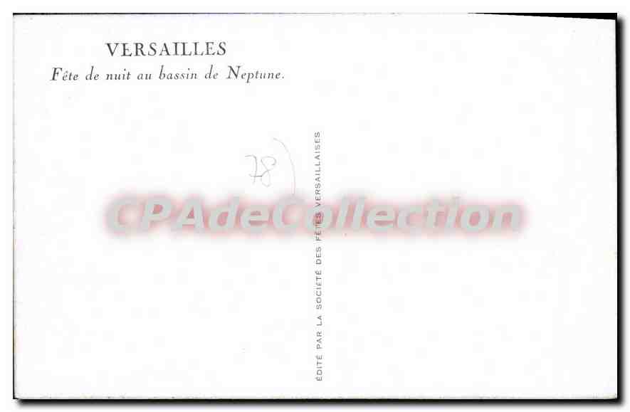 Versailles — Fête de nuit au bassin de Neptune — Éditée par la Société des Fêtes Versaillaises — Reverso