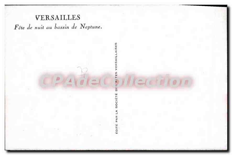 Versailles — Fête de nuit au bassin de Neptune — Éditée par la Société des Fêtes Versaillaises — Verso
