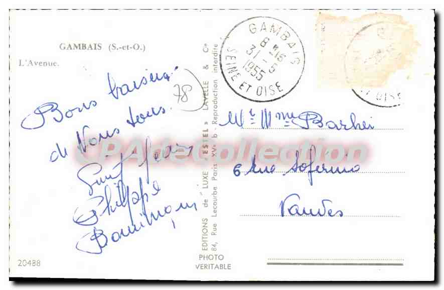 CPA Gambais (S et O) L'Avenue — Back