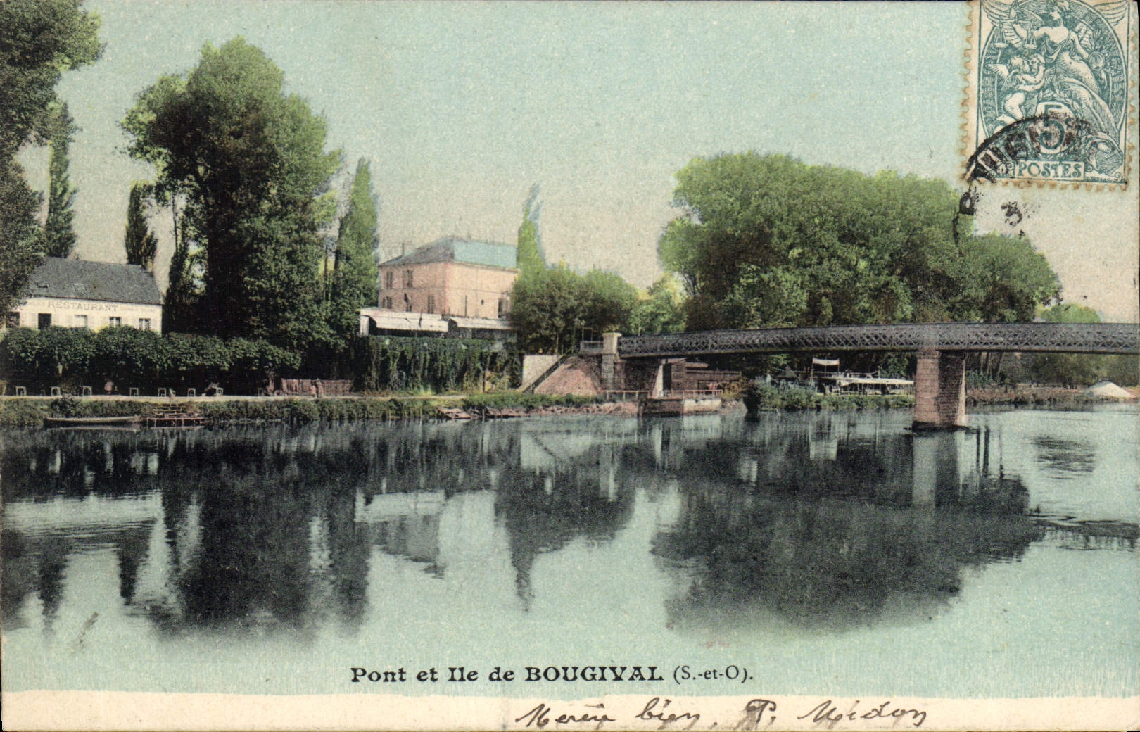 CPA Bougival (S et O) Pont et Ile Bougival