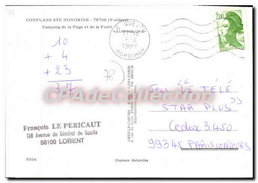 CPSM Conflans Ste Honorine Francois le Pericaut Avenue du Generale de Gaulfe — Back