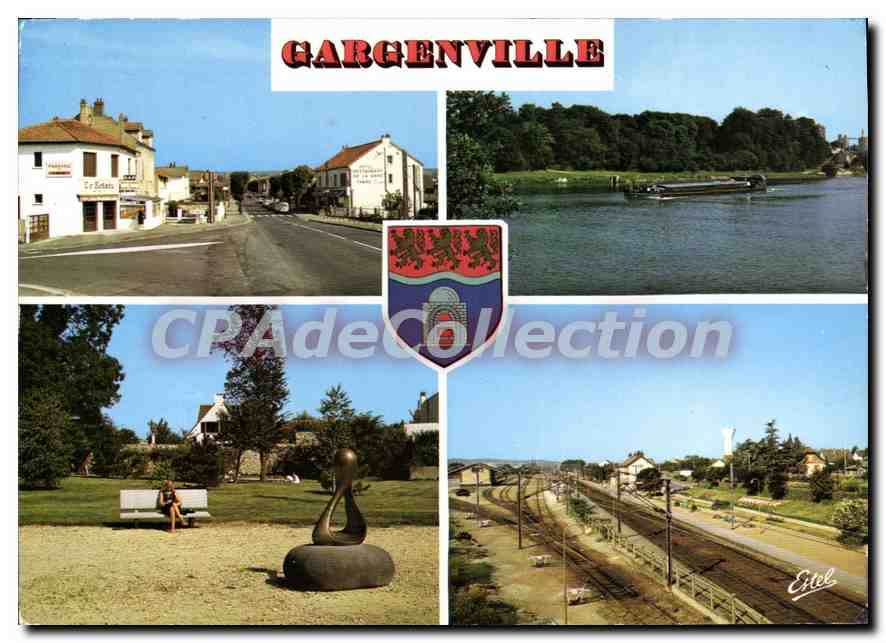 CPSM Gargenville (Yvelines) La Seine Le Square La gare