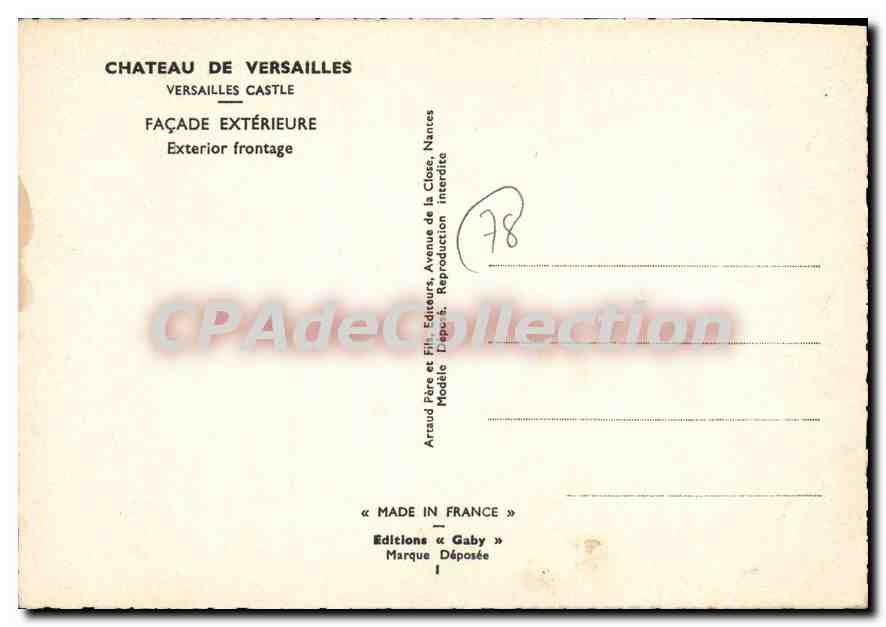 Château de Versailles — Façade extérieure — Éditions Gaby, Nantes — Reverso