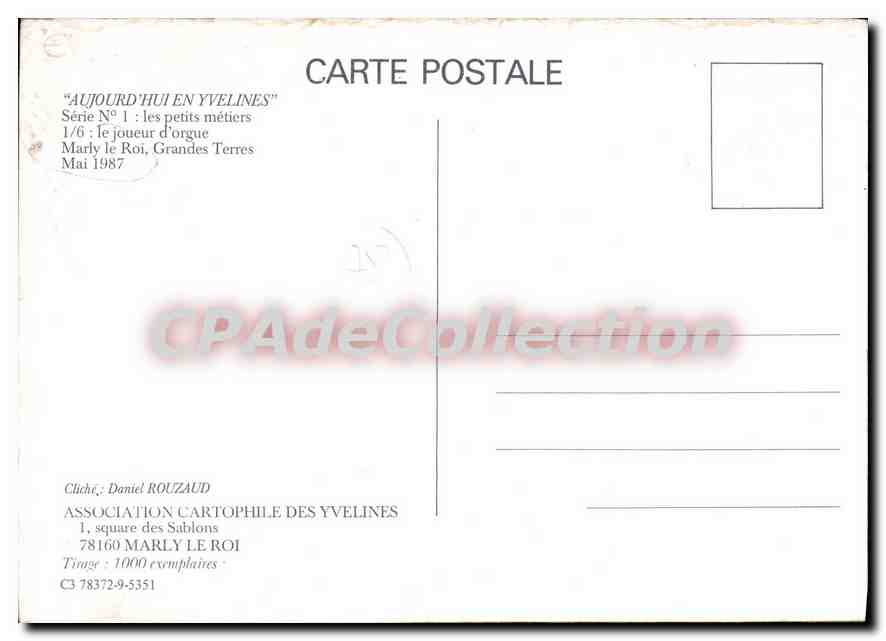 CPSM Marly le Roi Aujourd'hui en Yveline Les petits metiers le joueur d'orgue Marly le Roi Grandes T — Back