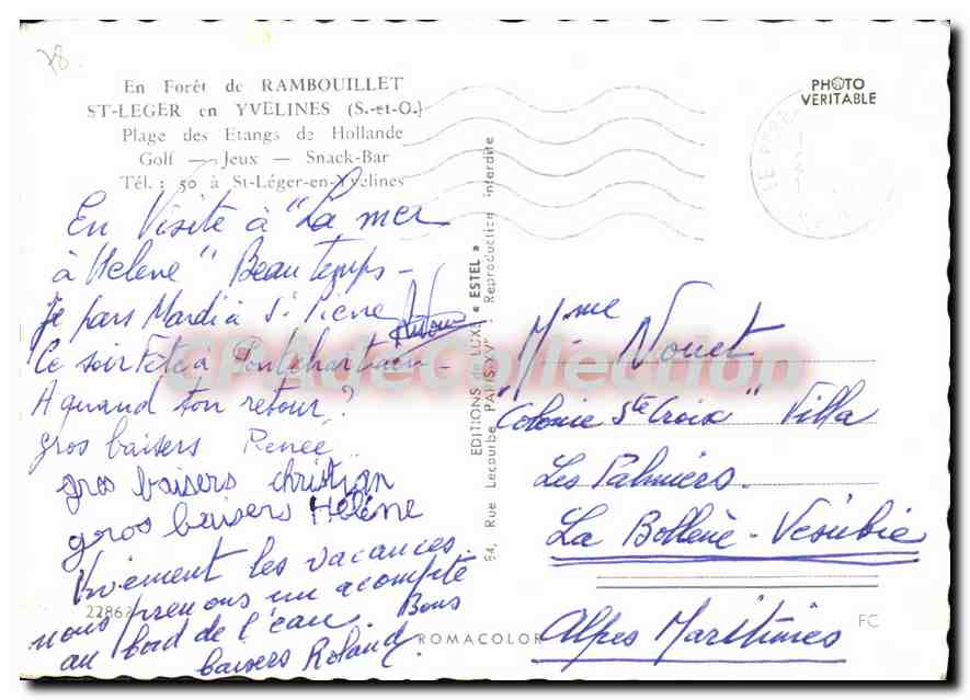 Plage des Etangs de Hollande — Forêt de Rambouillet — Éditeur Estel — Rückseite
