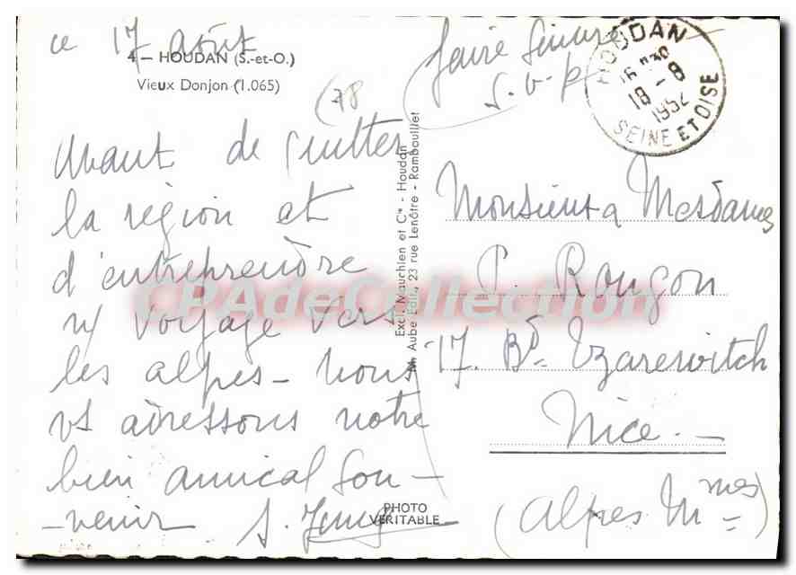 CPSM Houdan (S et O) Vieux Donjon — Back