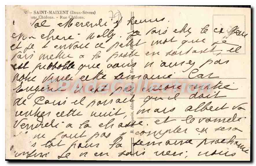 Porte de Châlons — Saint-Maixent (Deux-Sèvres) — R. Béguerin, éditeur — Verso