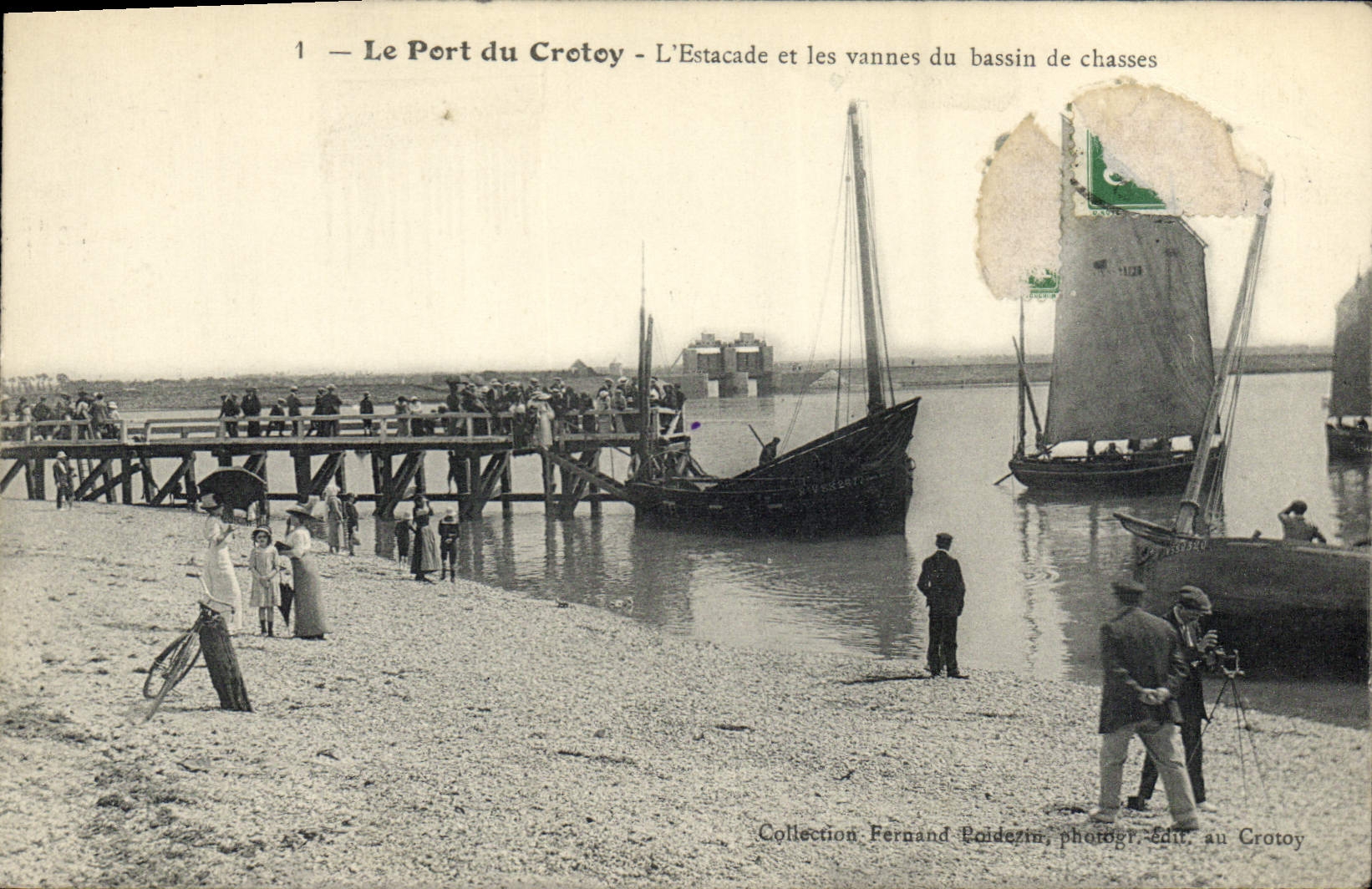 Le Port du Crotoy — L'Estacade et les vannes du bassin de chasses — Collection Fernand Poidezin, photogr. Édit. au Crotoy