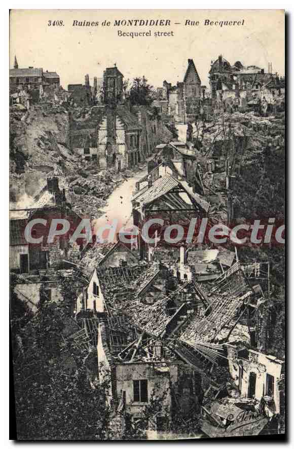 CPA Montdidier Ruines de Montdidier Rue Becquerel