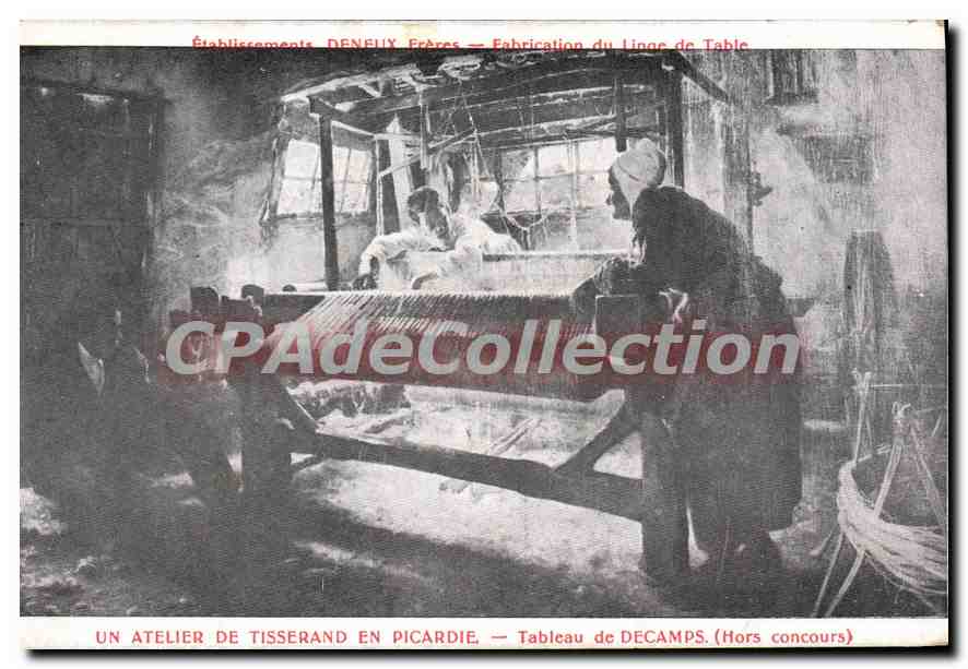 Taller de tejedor en Picardía — Establecimiento DENEUX Hermanos — Cuadro de DECAMPS (Fuera de concurso)