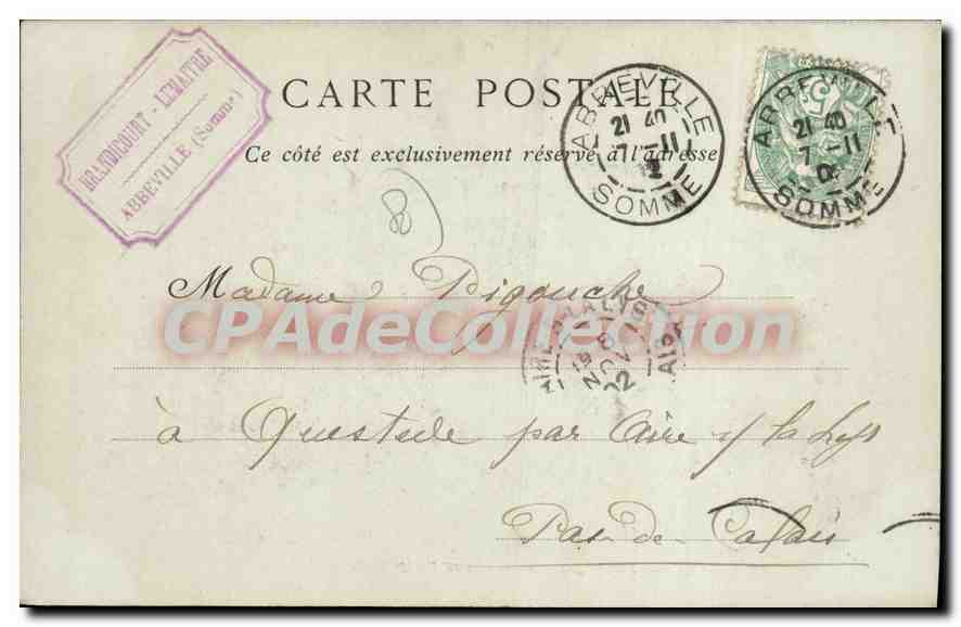 CPA Abbeville Hotel Dieu Ancien Cloitre — Verso