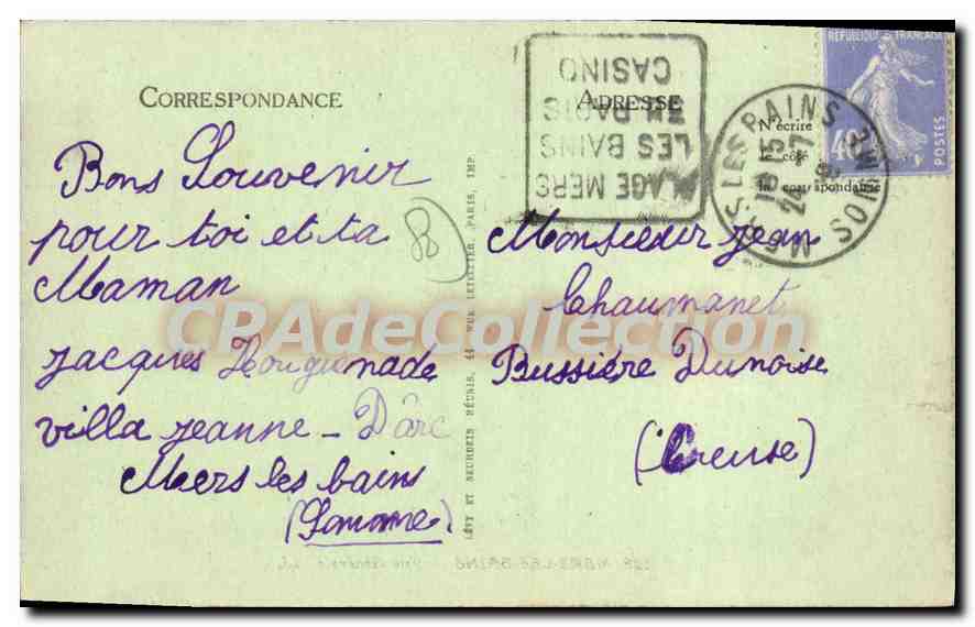 Mers-les-Bains — Vue Générale — LL, n°128 — Verso