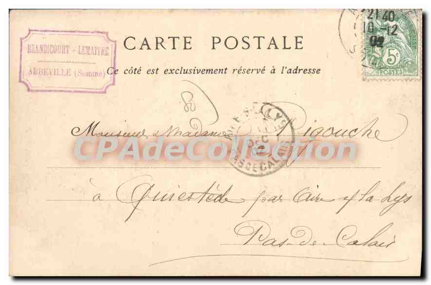 CPA Abbeville Rejuge de l'Ancienne Abbaye du Gard — Verso