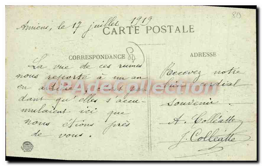 Amiens — Rue Victor-Hugo — détruites après les bombardements — éditeur L. BOUTHINOT, n°26 — Reverso