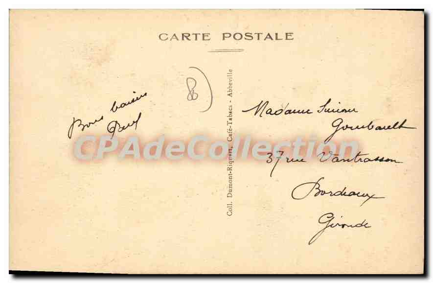 CPA Abbeville (Somme) Monument aux Morts — Verso