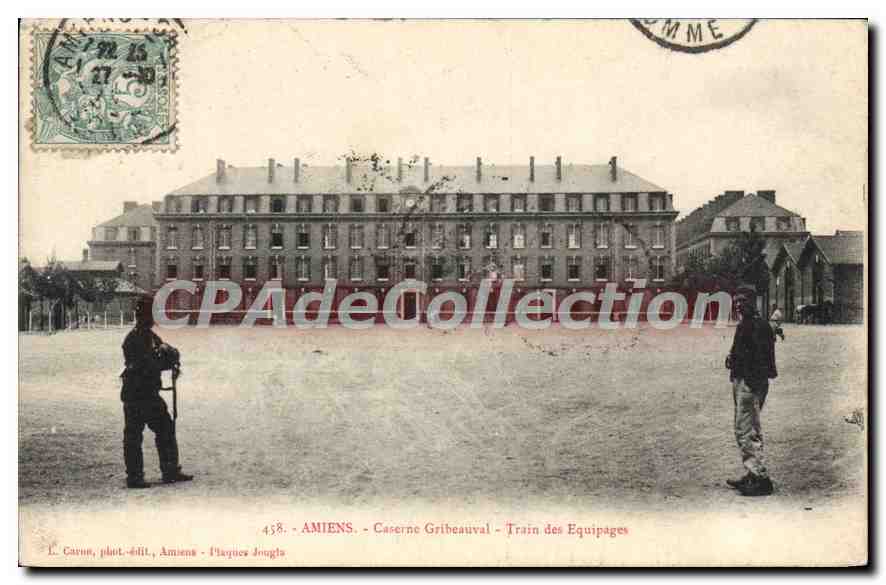 Amiens - Caserne Griebeauval - Train des Equipages — L. Carne, phot.édit., Amiens - Plaques drogues