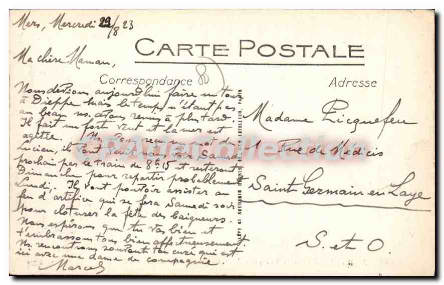 Mers-les-Bains — Vue prise de la plage à marée basse — LL, n°100 — Reverso