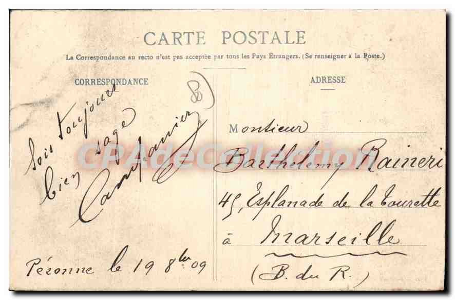 CPA Peronne Entree principale Du Quinconce — Back