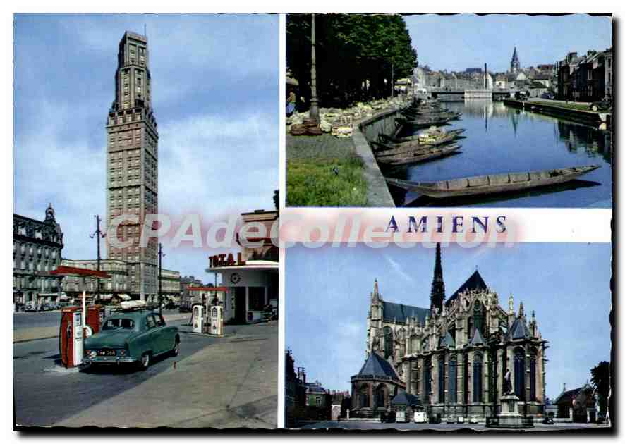 Amiens — La Tour Perret, le marché sur l'eau, la cathédrale — CPAdeCollection