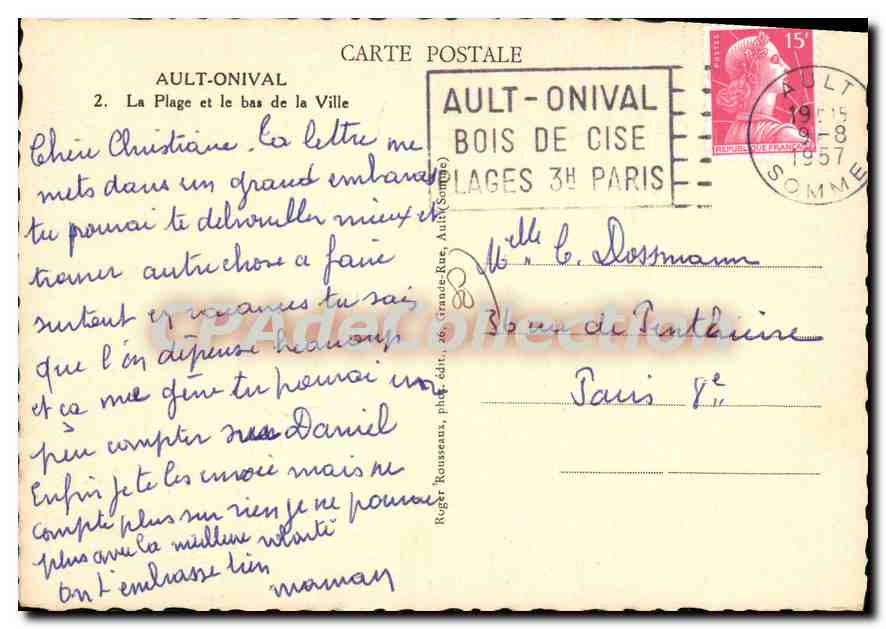 Ault-Onival — La Plage et le bas de la Ville — Roger Rousseau, phot. édit. Grands-Rues, Ault-Onival — Back