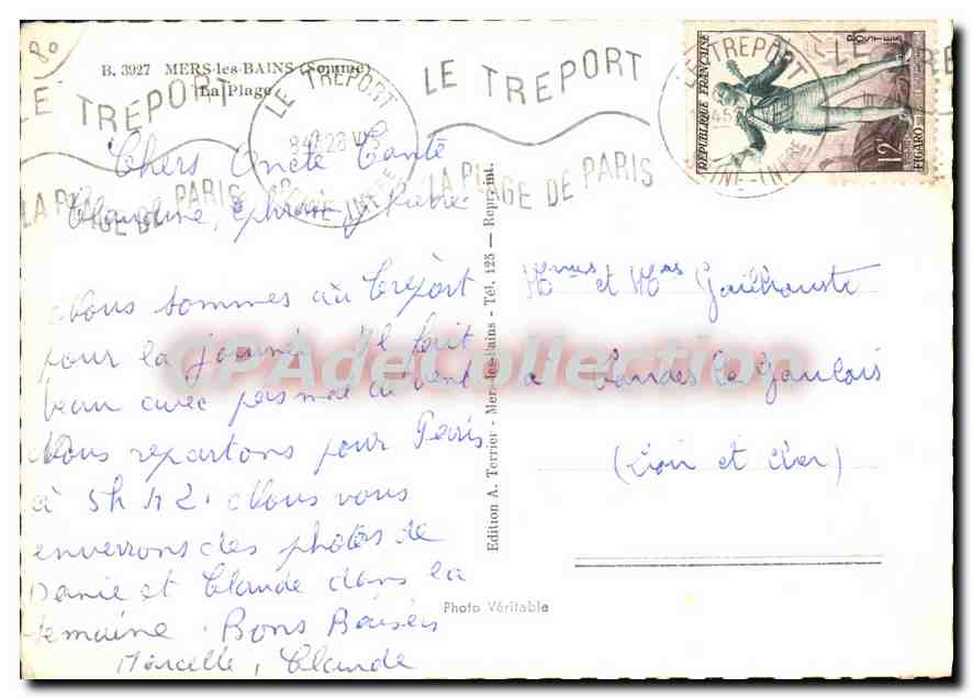 Le Tréport — La Plage — Edition A. Terrion — Verso