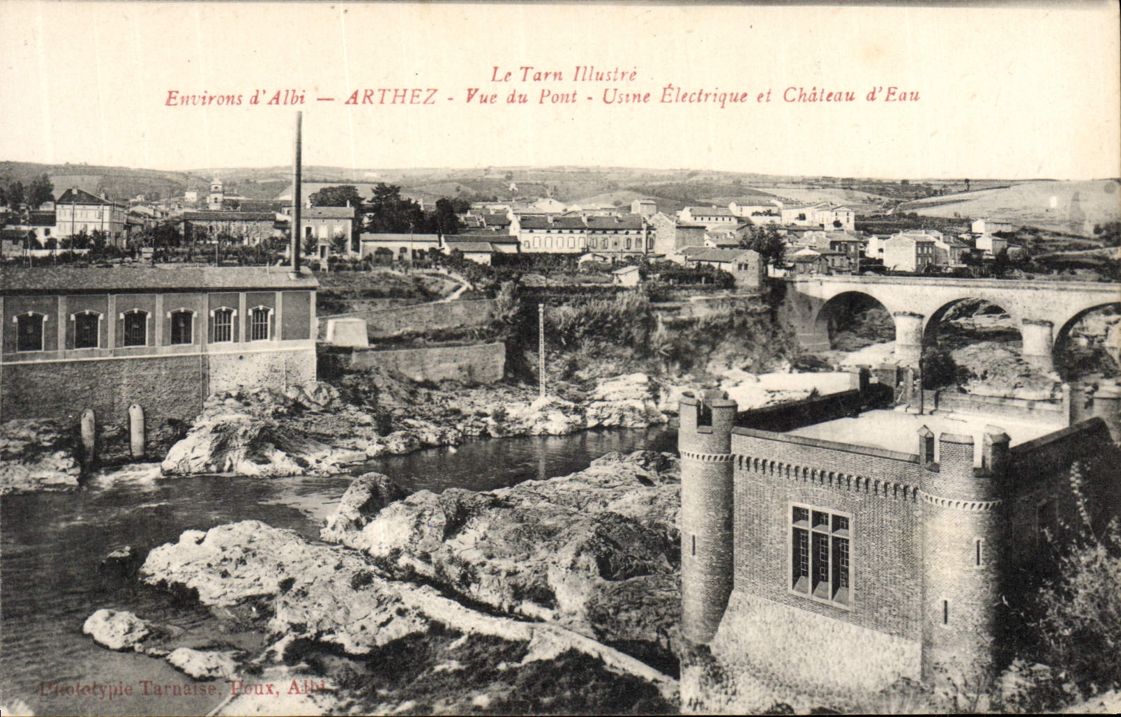Arthez — Vue du Pont, Usine Électrique et Château d'Eau — Le Tarn Illustré