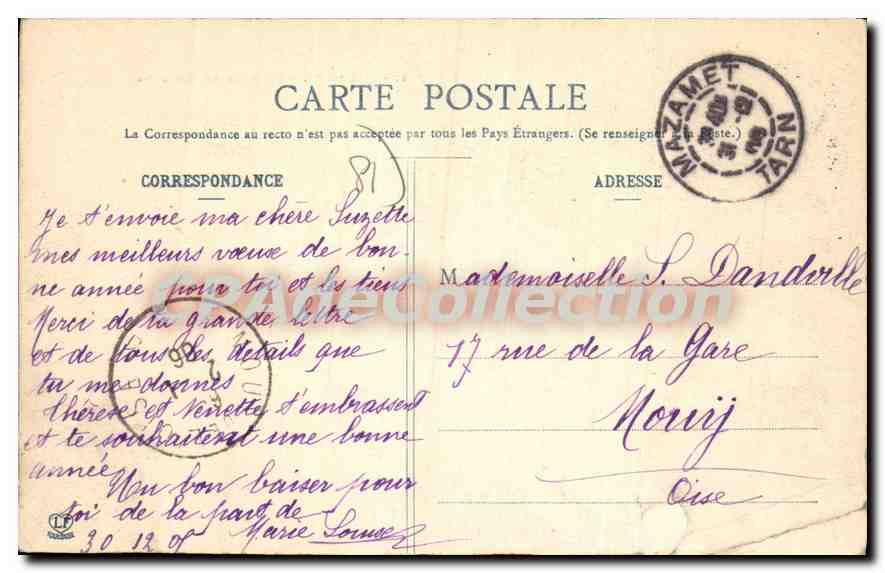 CPA Le Tarn Mazamet Le Pont Banquet — Back