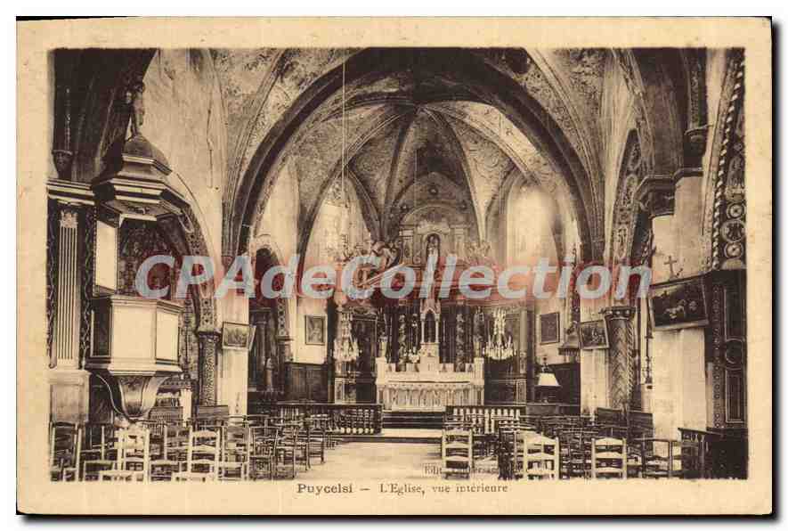 CPA Puycelai l'Eglise vue interieure