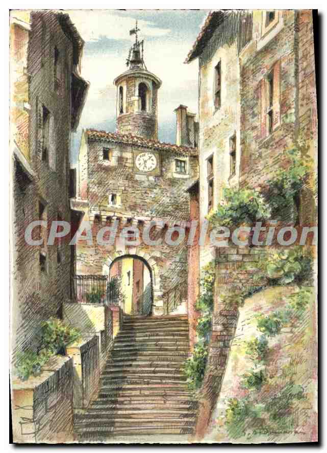 CPSM Cordes (Tarn) L'Escalier du Pater et la Porte de l'Horloge